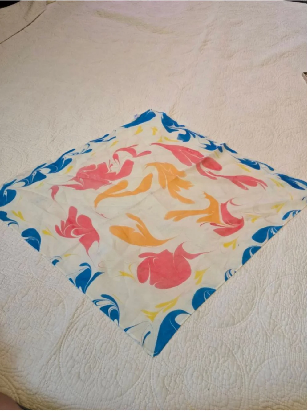Set of two pure SILK Scarves White Blue Multi-color Styling Accessories